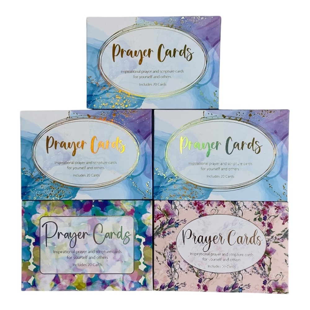 Lot of 5 Christian Floral Marble Abstract Prayer & Scripture Cards NWT